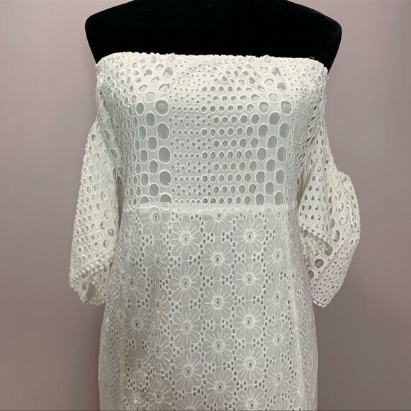 ANTHROPOLOGIE Off The Shoulder Eyelet Dress NWT - Picture 6 of 7
